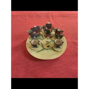 Youngs Hand-Painted Ceramic Noahs Arc Miniature Tea Set. Resin